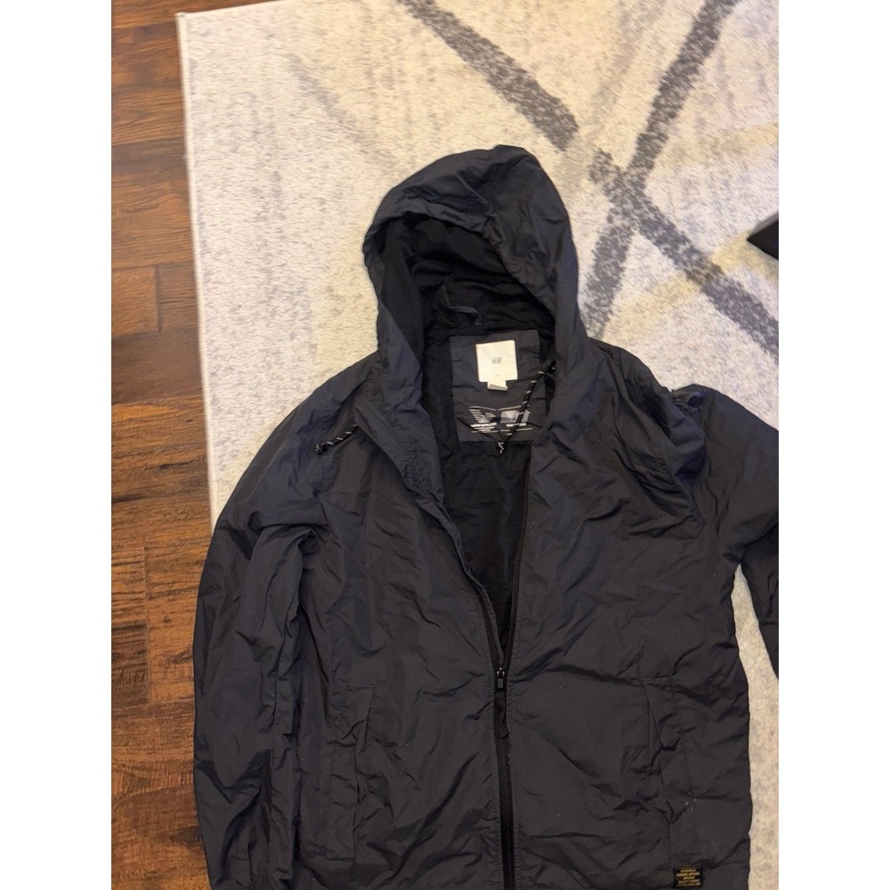 H M Black Lightweight Water Repellent Hooded Jacket Men